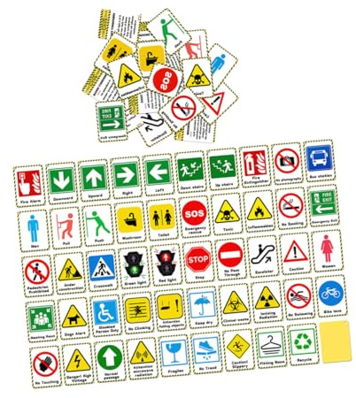 NIYANGLE 2 Set Early Learning Road Sign Flash Cards Preschool Cognitive Picture Cards for Educational Tool for Identification and Interactive Games