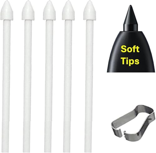 5 PCS Soft Tips Tab S9 FE Pen Tips Replacement for Samsung Galaxy Tab S9 FE/S9 FE+/S9/S9+ Plus/S10 Ultra Tablet Tab S9 Stylus Pen Replacement Tips/Nibs+Tweezers (5*Soft Tips-White)