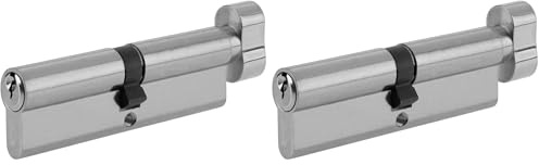 Yale P-ET3030-SNP Euro Thumbturn Cylinder, 3 Keys Supplied, Standard Security, Visi Packed, Suitable for All Door Types, 30:10:30 (70 mm), Nickel Finish (Pack of 2)