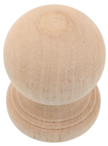 Rustic Wood Ball Finial Newel Post Beige Sphere Wooden Column | DIY Rustic Finial, Lamp Shade Finial, Railings Wood Topper, Bed Post Cap, Villas Exterior Decoration