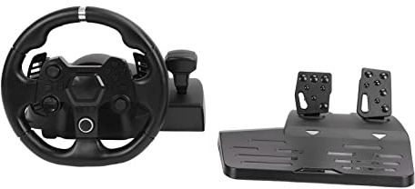 Tbest Gaming-Lenkrad für/PC, 270° Drehbares Rennlenkrad mit Vibrations-Feedback, 7-stufige Empfindlichkeit, 11-Zoll-Rad und Pedale, Programmierbare Tasten für GTA und Simulationsspiele