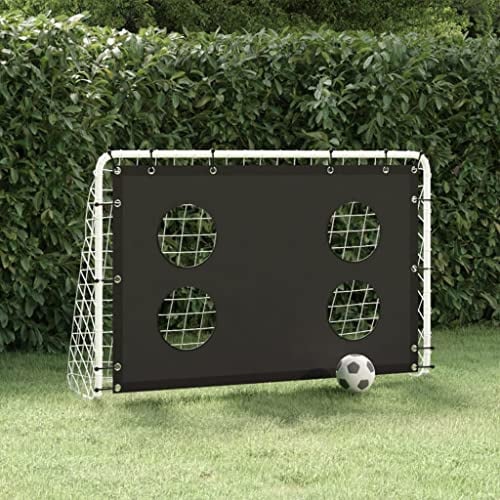 LoogCape Fotbollsmål med målvägg 184 x 61 x 122 cm av stål, vikbar, bärbar, väderbeständig, inklusive 4 pinnar perfekt för träning, fritid, trädgård, park, sportplats, inomhus och utomhus