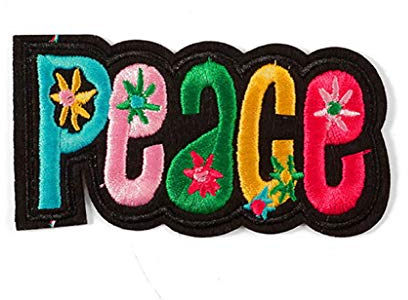 TENNER.LONDON Peace Iron on/Sew On Embroidered Patch Applique Embroidery Rainbow floral Motif transfer