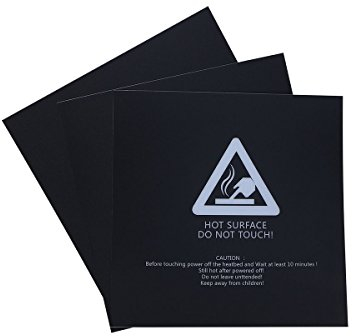 UEETEK 3D Printer Plate for Heated Bed - 300mm x 300mm (Square) - 3 Pieces - Black - Composite Material - Compatible with ABS, PLA, HIPS, PETG, TPE, Nylon, PC