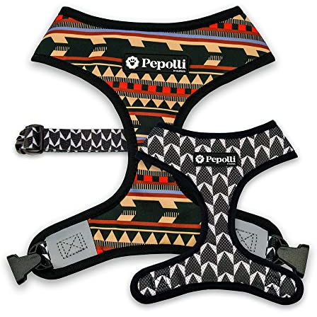 Pepolli Hundegeschirr verstellbar | Geschirr für Franz. Bulldogge, Frenchie, Frenchbulldog, Mops (L (Hals 41–44 cm, Brust 60 – 84 cm)