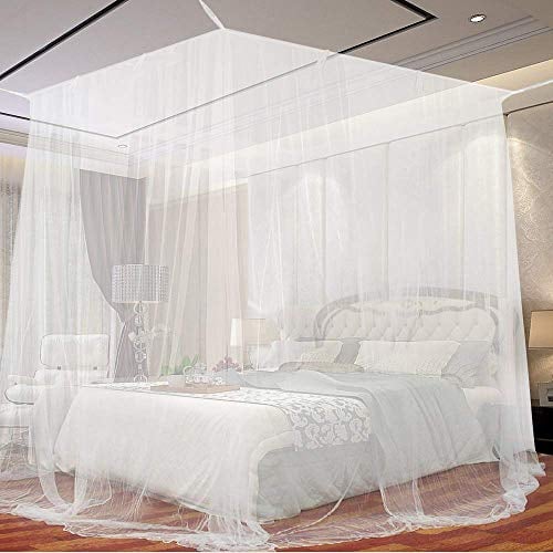 Zanzariera Letto, opamoo Zanzariera Baldacchino Pieghevole Universale Baldacchino Letto matrimoniale Facile da Installare leggero e traspirante Grande Zanzariera-200 * 210 * 220cm(Bianca)