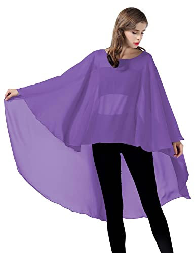 BEAUTELICATE Chal de Novia Fiesta Gasa Mujer Vintage Mantón Ligero Primavera Verano Bodas Elegante Estola Cerimonia Evento Formal Graduación Cosplay Elf (Lila)