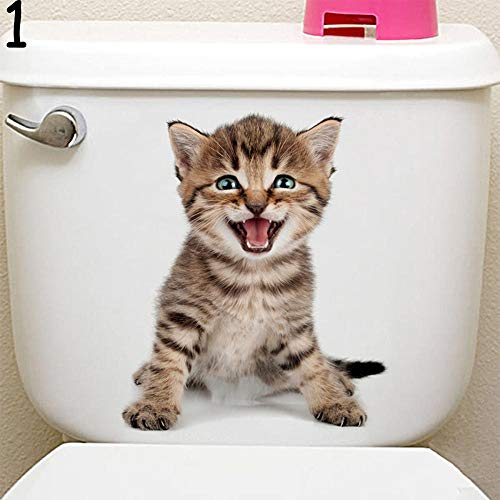 Cartoon Animal 3D Toilet Stickers on The Toilet Seat Cute Cats PVC Wall Sticker Bathroom Refrigerator Door Decor Stickers Decals C