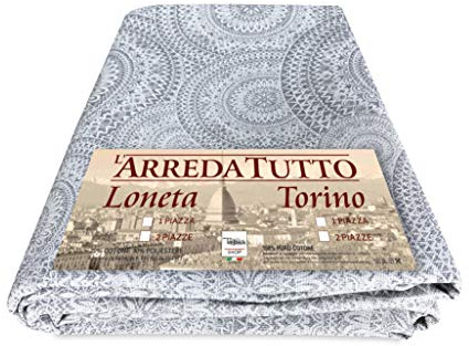 Tex family Telo ARREDO copritutto Gran Foulard COPRILETTO copridivano Tessuto LONETA (Cerchi Grigio, 2 Piazze)
