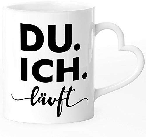 SpecialMe® Tasse mit Herz-Henkel Liebesspruch Du Ich Läuft Geschenk-Idee Liebe Valentinstag Freund/Freundin/Partner weiß Herz-Tasse