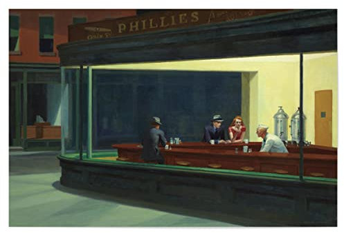 artboxONE Poster 60x40 cm Städte Nighthawks hochwertiger Design Kunstdruck - Bild Edward Hopper Architektur Buildings