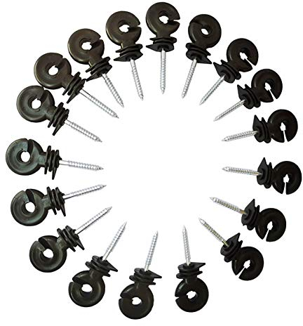 Cukol 20 pcs Isolateur Cloture Electrique a Visser, Isolateur Cloture Electrique pour Grillage Piquet Fer, Isolateur Cloture Electrique pour Animaux Chevaux Fil Cloture éLectrique Fixe(Noir)