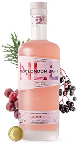 New London Light Midnight Sun | 0% alkoholfreier Aperitif, 70cl | Nordische Wildküstenbeeren, frische Kelp und Pinienaromen | Wir unterstützen 1% für den Ozean