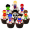 Essbare Cupcake-Topper mit Comicbuch-Helden, lustige, superbetriebene Oblaten-Kuchendekorationen, Thema 1, Action-Figuren-Designs für Geburtstagsfeiern und Themen-Events, 5 cm (vorgeschnitten, 12