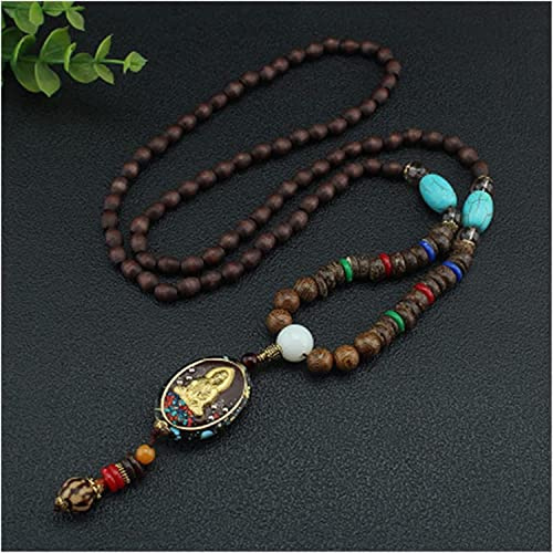 HXSCOO Nepal Peace Marke Buddha Perlenkette männlich exotische Lange Pullover Kette Zubehör weibliche Holzperlenkette (Size : Style6)