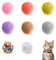 PFLYPF 6 Wollknäuel, mit 2 Plüschbällen Interaktive Katzenspielzeugbälle Filzbälle Kätzchenspielzeug Plüschfangbälle Elastische Kaubälle Für Training und Spiel