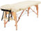 Abician Table de Massage Pliante en Bois et Similicuir Lit de Massage de 2 Sections Réglable en Hauteur avec Housse de Transport Têtière Accoudoirs Hamac 213 × 82 × 64-85,5 cm Crème