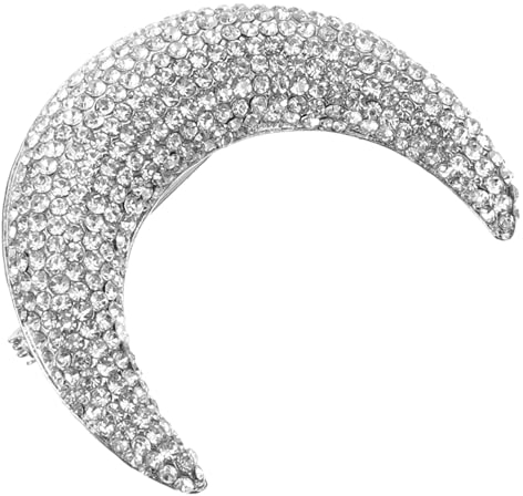 ifundom Silberne Strass-Mondbrosche, Anstecknadel, Anzug-Accessoires für Damen, Mädchen, Herren, Pullover, Kragen, Schals, Jacken