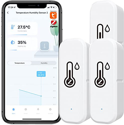 SPORTARC para Tuya - Sensor inalámbrico de temperatura y humedad, detector inteligente de temperatura y humedad para TUYA, 3 unidades, para interiores y exteriores