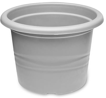 Garronda Blumentopf rund aus Kunststoff Pflanzentopf für Blumen und andere Pflanzen Blumentöpfe Plastik GD-0022 (Grau, ⌀ 17cm H 12cm)