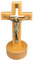 FuBESk 12 cm großes Stehkreuz aus Holz, kleines stehendes Kreuz aus Holz mit Magnetfuß, Heiliges Holz geschnitztes Kreuz mit Metall-Jesus-Statue, Christenkruzifixkreuz für Betetisch, Wand,