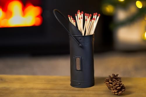 Garden Mile Support d'allumettes pour brûleur à bois - En acier noir - Pour cheminée - Avec bâton intégré - Robuste - Accessoires de cheminée pour la maison