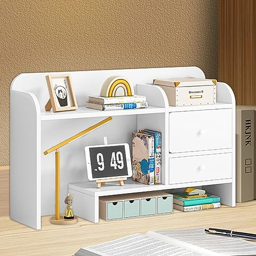 Undres Schreibtischregal, Bücherregal Weiß, Desktop Organizer Bücherregal, Kinderschreibtisch, Bücherregal Holz, Desktop-Bücherregal Tischregale, für Büros,Schulen,Wohnheim und Schlafzimmer. (Stil C)