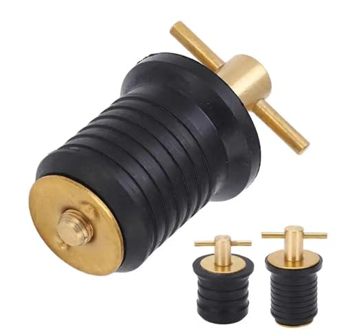 IGTOPS Messing T-Griff 1 oder 1-1/4 Ablassschraube für Boot,Lenzstopfen für Wasserabfluss, Ablassstopfen Marine Bootszubehör Bilgestopfen, Edelstahl Gummi Verschlussstopfen (Für 32MM Loch)