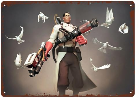 Medic Poster Team Game Fortress 2 Metall-Blechschild 20,3 x 30,5 cm Vintage Retro Männerhöhle Wanddekoration Kunst