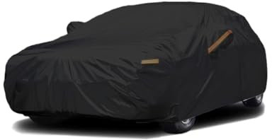 LST Autoabdeckung Outdoor Wasserdicht UV-Schutz Atmungsaktiv – Wind- & Staubdicht, Premium-Material, Wetterfest, Universal für Autos (406-590 cm), Idealer Schutz für den Außenbereich (Schwarz, S)