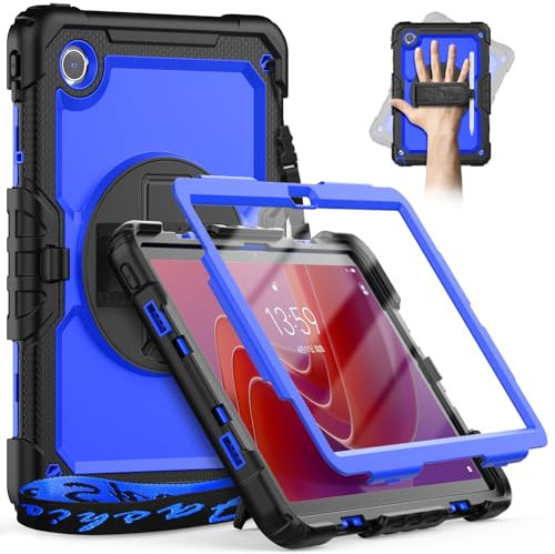 timecity Hülle für Lenovo Tab M11 (TB330FU/TB330XU) 11 Zoll Tablet Hülle mit Stifthalter/Stylus-Halter/Displayschutzfolie/360° Handschlaufe, für Tab K11 LTE 2024/ Lenovo Xiaoxin Pad 2024 (TB331FC)-