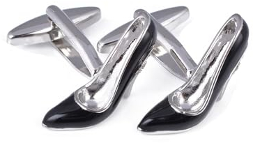 AMDXD Hemd für Manschettenknöpfe, Hohe Absätze Manschettenknöpfe Hochzeit Herren, Silber Schwarz Manschettenknöpfe Hochzeitsgeschenke