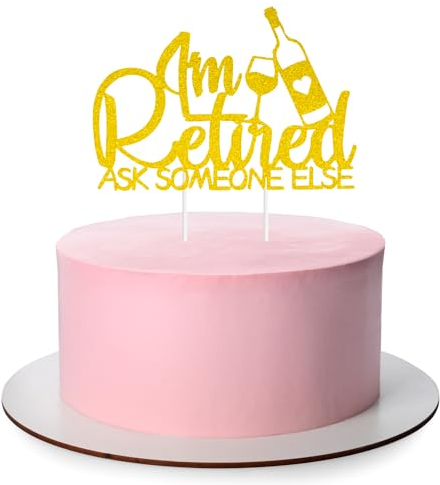 Retirement Cake Topper, Happy Retirement Cake Topper Retirement Cake Decoration Picks for Retired Party Cake Decoration Party Supplies A6-TXDDCP