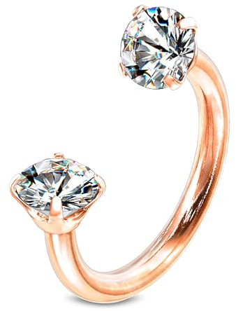 Hufeisen Piercing Chirugenstahl 316l Septum Ring Zirkonia Kristal 1,2 mm Ohr Nasenpiercing Nippel Intim Silber Schwarz Gold Rose Glitzer Tragus Helix Farben Innengewinde Rosé Gold/Kristall, 3 mm