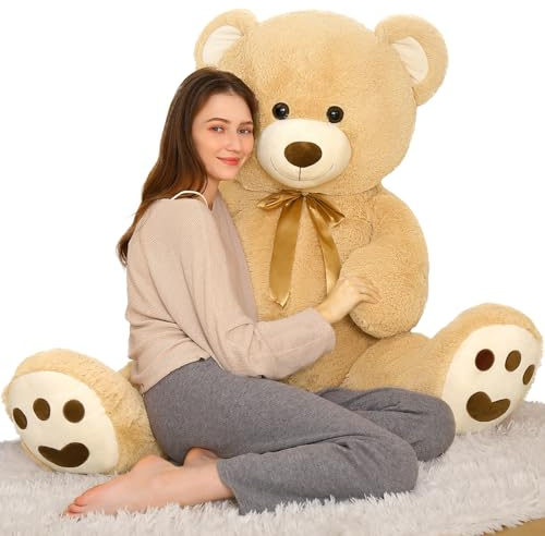 MorisMos 120 cm Orso Peluche Gigante, XXL Marrone Orsacchiotto Peluche Grande Kawaii Morbido Orsetto Teddy Bear Regalo per Bambino Fidanzata Compleanno Natale