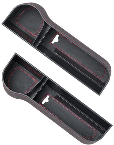 WZLCDGJJ 2 Pcs Car Seat Gap Filler Organiser for BMW 4 Series(2door) F32 2013-2019,Seat Gap Storage Box With Cup Holder PU Leather Car Console Side Pocket,A-Black