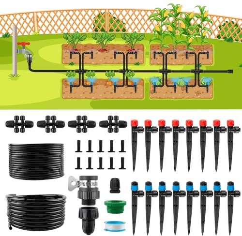 YuYo di irrigazione da giardino, 16 m + 5 m, kit per irrigazione automatica da giardino, di raffreddamento per paesaggio, serra, piante in vaso