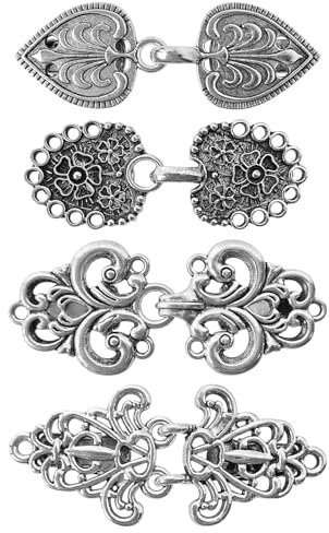 4 Stück Vintage-Pullover-Clip, geschwungen, Umhang-Clips für Kleid, Strickjacke, Schal, Kragen, retro, vintage, für Mädchen und Damen, Zink, Ohne Edelstein.