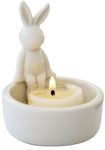 Kerzenhalter, Kerzenständer Teelicht Keramik, Niedliche Candle Holder Lustiger Teelichter Teelichthalter Votivkerzenständer für Hochzeit Geburtstag Party Wohnzimmer (Cartoon Kaninchen)
