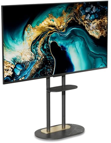 UNHO TV Floor Stand for 40-75 Inch LED LCD OLED Plasma, Heavy Duty Slim Tall TV Bracket with Shelves Height Adjustable Max VESA 600x400mm up to 40kg Black