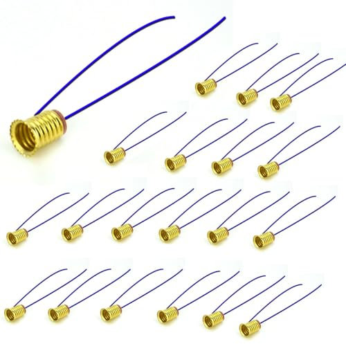 ADZJOY 20pcs E5 Micro Mini Indicator Small Light Bulb 1.5V2.5V6.3V12V24V Microscope Instrument Indicator Small Bulb E5 Screw Socket Lamp Holder(20pcs E5 Lamp Holder With Wire)