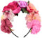 Healeved Rose Haaraccessoires - Blumen Haarschmuck FüR Frauen Rutschfester Haarreif Ideal FüR Festivals Hochzeiten Und Cosplay 18X12X7Cm Pink