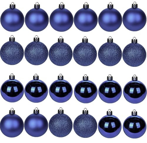 ATB-Foger 24 Blue Glittering Christmas tree decorations 3 cm Christmas baubles for holiday, wedding, party, home, festival, decorations