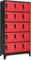 Willood Schließfachschrank Anthrazit und Rot 90x40x180 cm Stahl Mit 15 Schließfächern