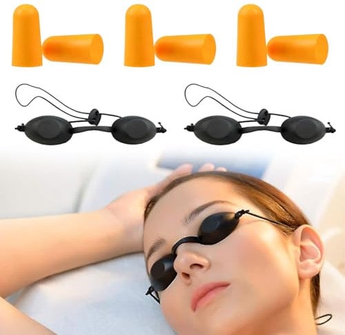 Solarium Brille,2pcs Laserschutz Brille,LED Schutzbrille,Uv Schutzbrille,UV Solarium Schutzbrille,Solariumbrille Sonnenschutz Brille,für Glasses Goggles Protection,Schutz Solariumbrille Augenklappen