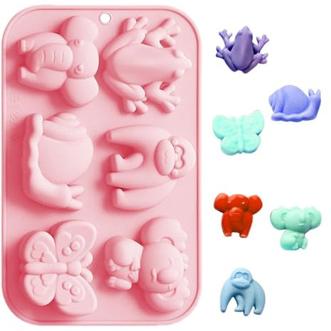 Stampi in silicone animali,Stampi per cioccolatini animali,Stampi per dolci e cioccolatini in silicone | Stampo da forno in silicone a 6 cavità per torta gommosa, cioccolato, caramelle, dessert,