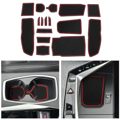 CDEFG Compatible avec Peugeot e-3008 e3008 2024 2025 - Tapis en caoutchouc antidérapant pour console centrale - Tapis antidérapant - E-3008 GT Allure 2024 - Accessoires (rouge)