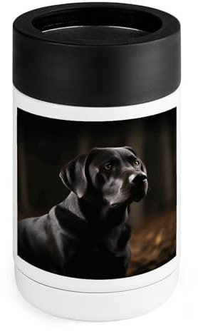 Stainless Steel Drink Cooler with Silicone Sleeve, Black Labrador Print Stylish Drinkware Beverage Holder for Home,bar,and Outdoor Events