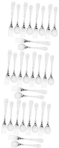 TOKIDNY 15juegos Utensilios Para Set De Cubiertos De Inoxidable Mango Ergonómico Tenedores y Cucharas Para Alimentación Infantil Para Lavavajillas