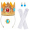 Prinzessin Peach Kostüm Zubehör, 4 Stück Peach Kostüm Damen Accessoires mit Prinzessin Peach Krone, Ohrringe Handschuhe Brosche, Princess Peach Kostüm Damen Cosplay Dress Up für Karneval Halloween